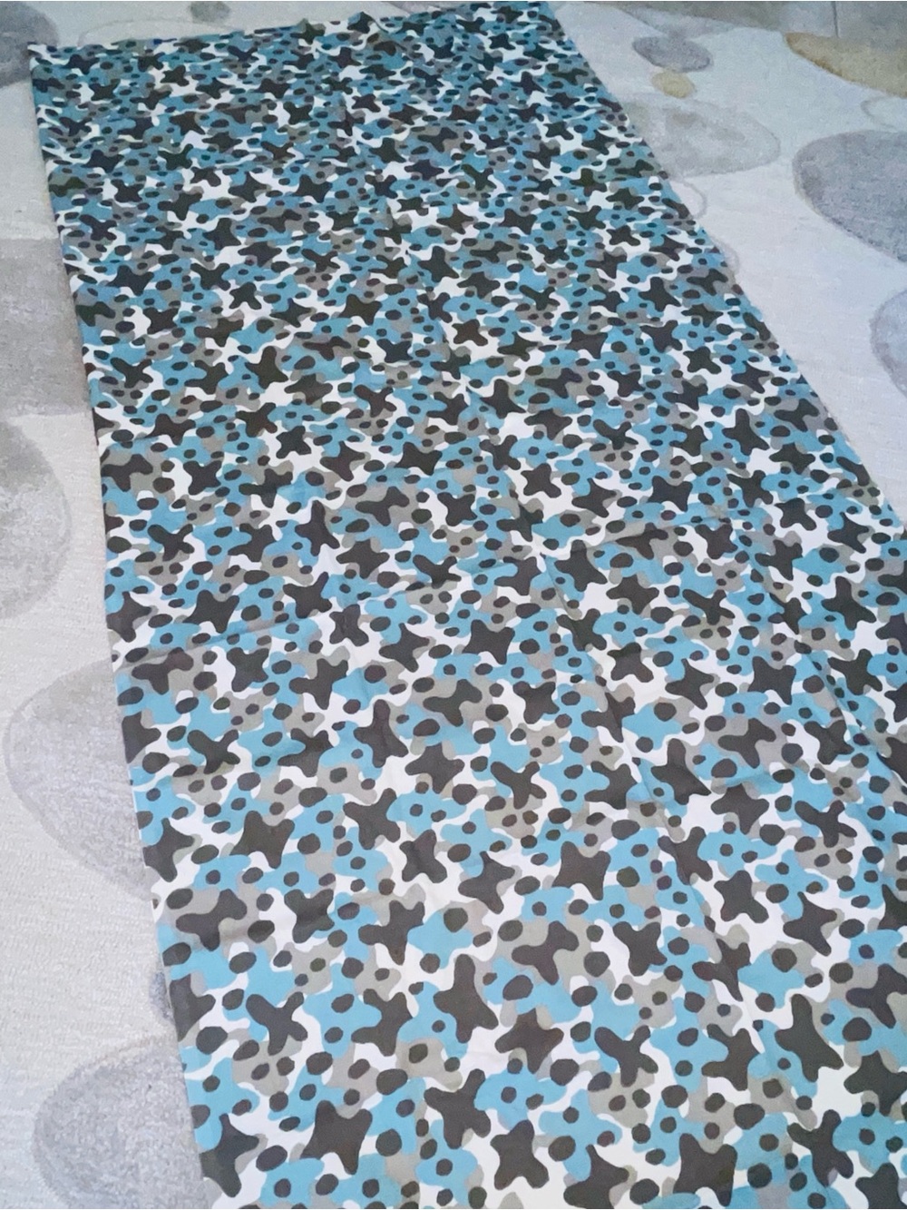 Vintage Blue & Grey Abstract Camo Floral Printed Fabric Yardage (3 Yards)
